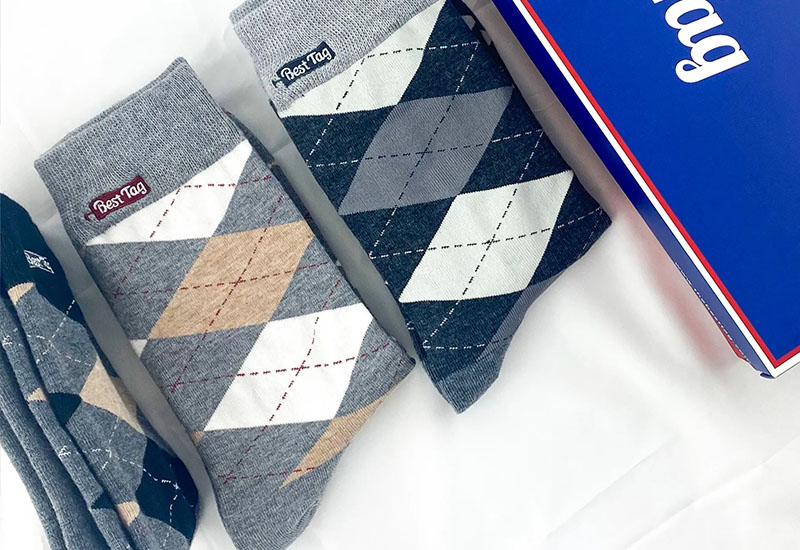 經典菱格紋-灰 厚襪款(2種尺寸) 